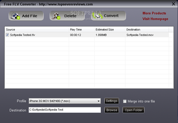 Free FLV to MOV Converter screenshot