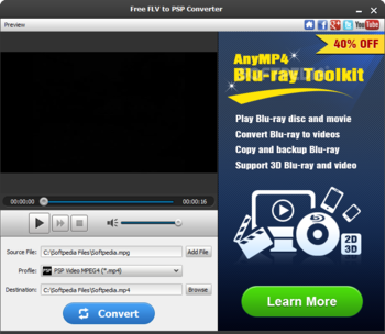 Free FLV to PSP Converter screenshot