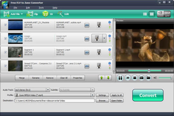 Free FLV to Zune Converter screenshot