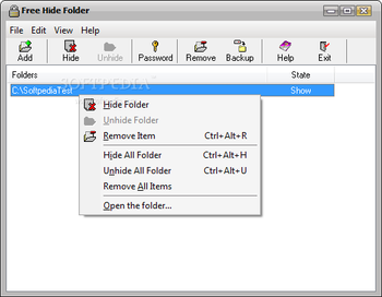 Free Hide Folder screenshot