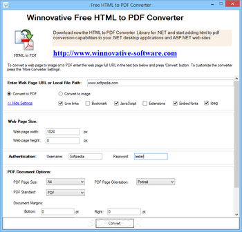 Free HTML to PDF Converter screenshot