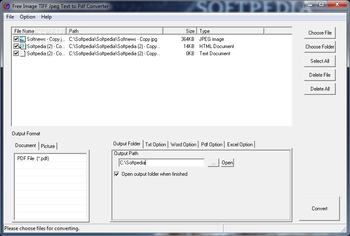 Free Image TIFF Jpeg Text to Pdf Converter screenshot