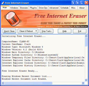 Free Internet Eraser screenshot