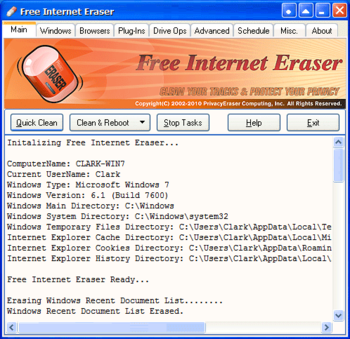 Free Internet Eraser screenshot 2