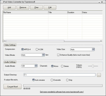 Free iPod Video Converter by Topviewsoft screenshot