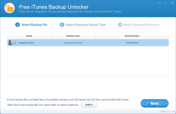Free iTunes Backup Unlocker screenshot