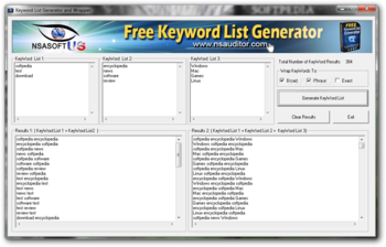 Free Keyword List Generator screenshot