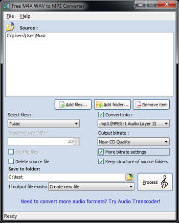 Free M4A WAV to MP3 Audio Converter screenshot