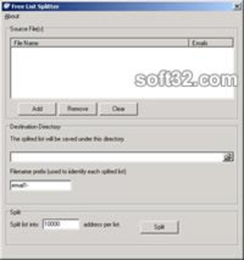 Free Mailing List Splitter screenshot 3
