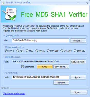 Free MD5 SHA1 Verifier screenshot