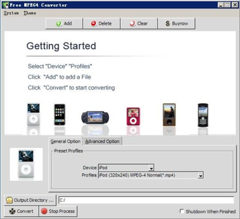 Free MPEG4 Converter Pro screenshot