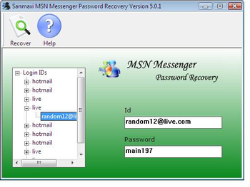 Free MSN Messenger Password Recovery screenshot
