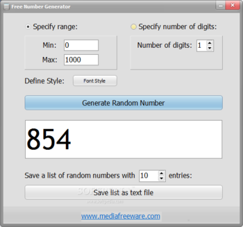 Free Number Generator screenshot
