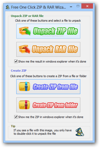 Free One Click ZIP & RAR Wizard screenshot