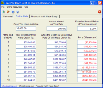 Free Pay Down Debt or Invest Calculator screenshot 3