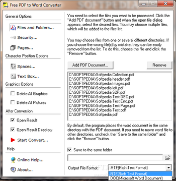 Free PDF to Word Converter screenshot