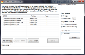 Free PDF to Word Converter screenshot