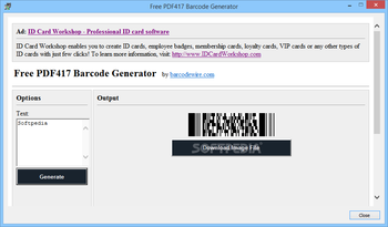 Free PDF417 Barcode Generator screenshot