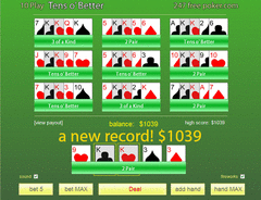 Free Poker 10's or Better 10-Play screenshot