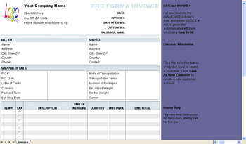Free Proforma Invoice Template screenshot