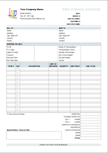 Free Proforma Invoice Template screenshot 2