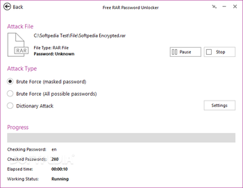 Free RAR Password Unlocker screenshot 2