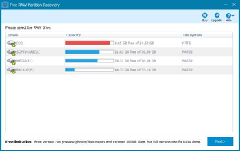 Free RAW Partition Recovery screenshot