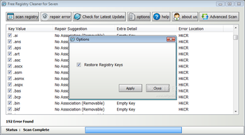 Free Registry Cleaner for Seven screenshot 2