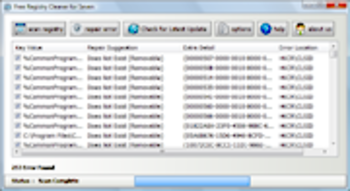 Free Registry Cleaner for Windows 7 screenshot