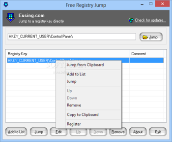 Free Registry Jump screenshot