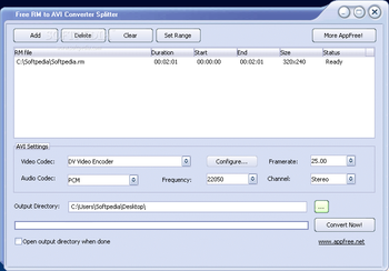 Free RM to AVI Converter Splitter screenshot