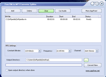 Free RM to MP3 Converter Splitter screenshot
