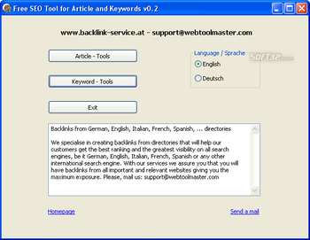 Free SEO Tool for Article and Keywords screenshot