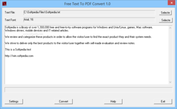 Free Text to PDF Convert screenshot