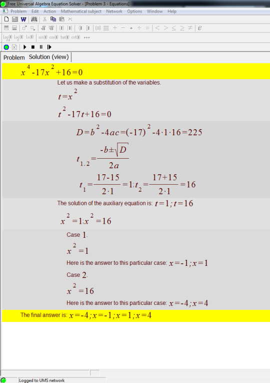 solution of equations solver