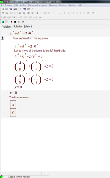 Free Universal Algebra Equation Solver screenshot