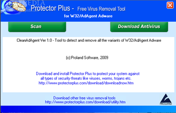 Free Virus Removal Tool for W32/AdAgent Adware screenshot