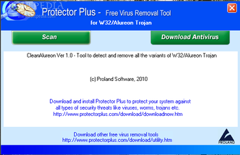 Free Virus Removal Tool for W32/Alureon Trojan screenshot