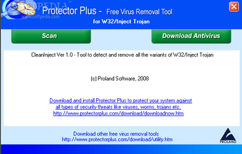 Free Virus Removal Tool for W32/Inject Trojan screenshot