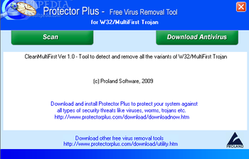 Free Virus Removal Tool for W32/MultiFirst Trojan screenshot