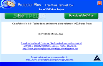 Free Virus Removal Tool for W32/Pakes Trojan screenshot