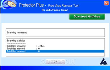 Free Virus Removal Tool for W32/Pakes Trojan screenshot 3
