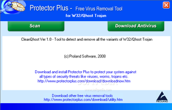 Free Virus Removal Tool for W32/Qhost Trojan screenshot