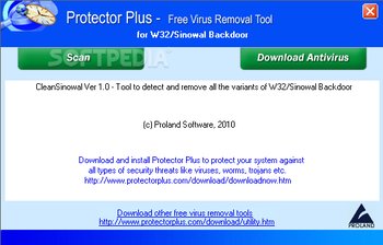 Free Virus Removal Tool for W32/Sinowal Backdoor screenshot