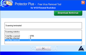 Free Virus Removal Tool for W32/Sinowal Backdoor screenshot 3