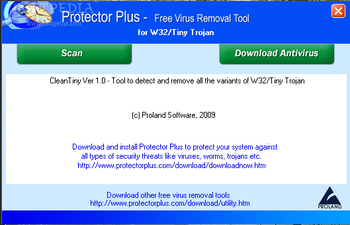 Free Virus Removal Tool for W32/Tiny Trojan screenshot