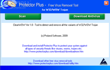 Free Virus Removal Tool for W32/WOW Trojan screenshot