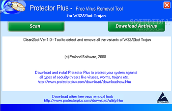 Free Virus Removal Tool for W32/Zbot Trojan screenshot