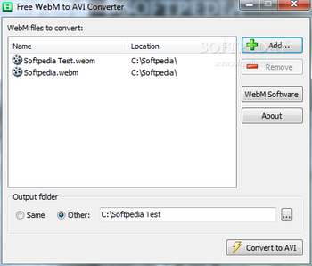 Free WebM to AVI Converter screenshot