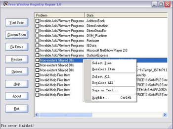 Free Window Registry Repair screenshot 2